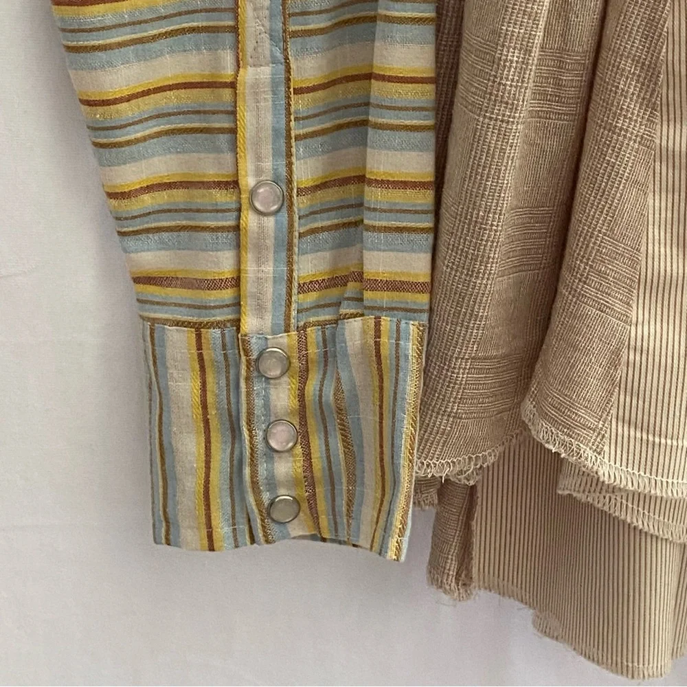 143 Story Long Sleeve Striped Tunic Top Womens Size Medium NWT Linen Cotton Boho - Picture 9 of 16